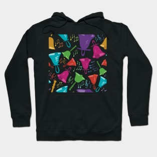 Colorful Handbells And Notes Pattern Hoodie